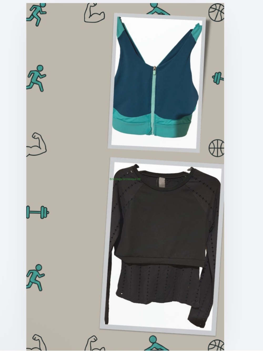 Fabletics 2Pc gently used bundle Front-Zip hi impact bra & l/s layered top small